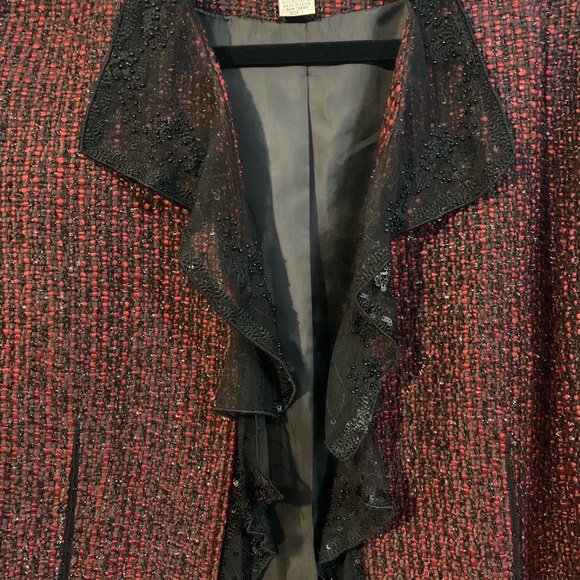 Chico’s Holiday Sparkle Sequin Jacket with Lace trim details - Medium - Picture 9 of 10